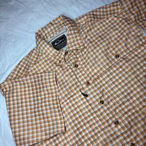 Drake Clothing Company Featherlite Wingshooter's Shirt Orange Plaid Med DS2115